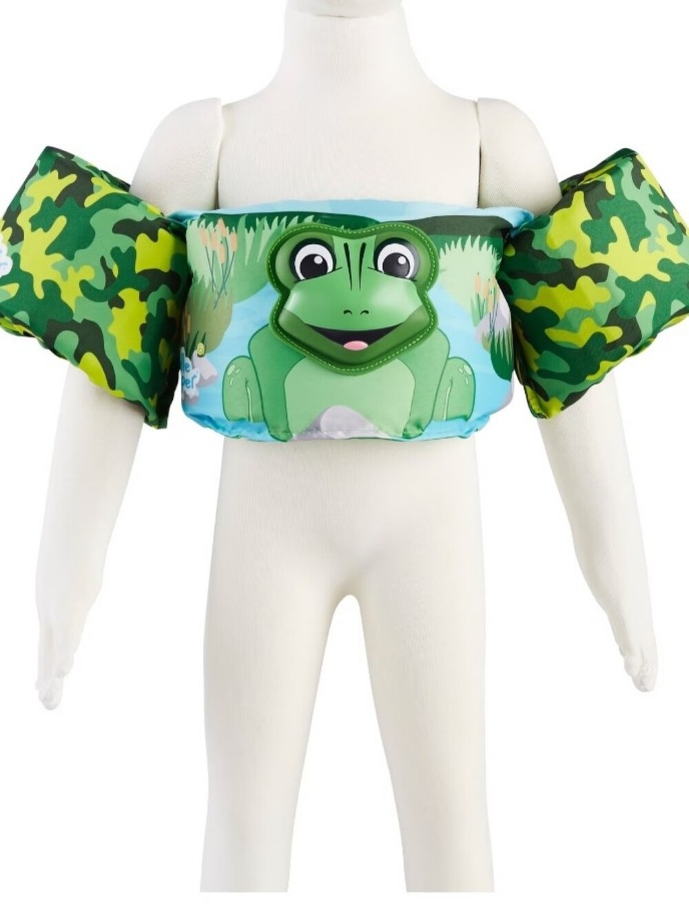New Puddle Jumper Frog Unosex Kids Frog Swim Vest Floaties in Green Camo 14-23